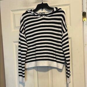 Sanctuary Black and White Striped Hooded Sweater Size XS